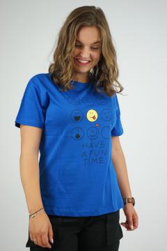 T-shirt smiley blauw